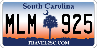 SC license plate MLM925