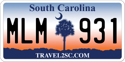 SC license plate MLM931