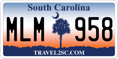 SC license plate MLM958
