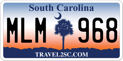 SC license plate MLM968