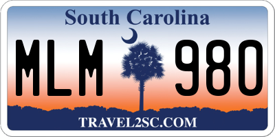 SC license plate MLM980