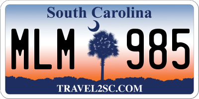 SC license plate MLM985