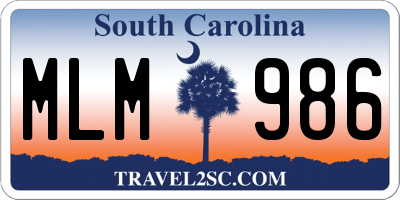 SC license plate MLM986