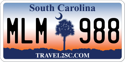 SC license plate MLM988
