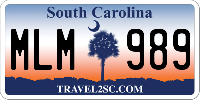 SC license plate MLM989