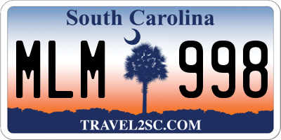 SC license plate MLM998