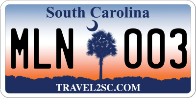 SC license plate MLN003
