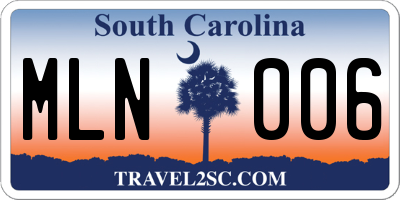 SC license plate MLN006