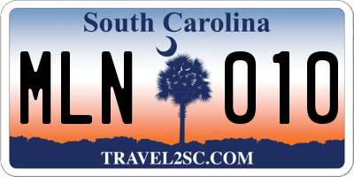 SC license plate MLN010