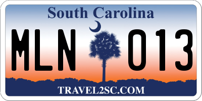 SC license plate MLN013