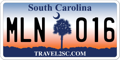 SC license plate MLN016