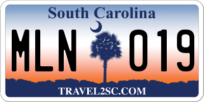 SC license plate MLN019