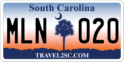 SC license plate MLN020