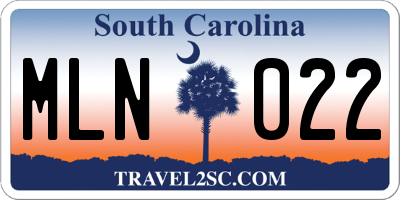 SC license plate MLN022