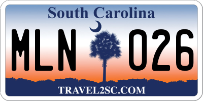 SC license plate MLN026