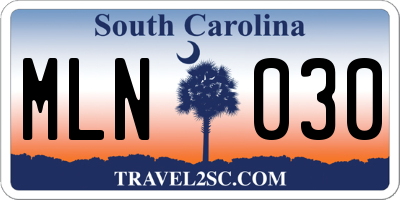 SC license plate MLN030