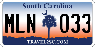 SC license plate MLN033