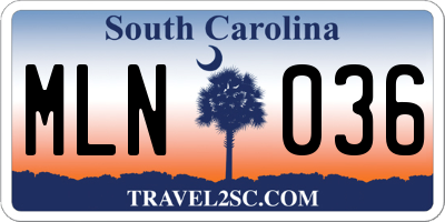 SC license plate MLN036