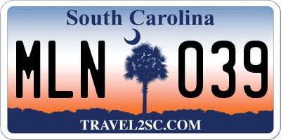 SC license plate MLN039