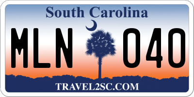 SC license plate MLN040
