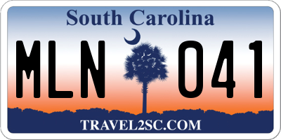 SC license plate MLN041