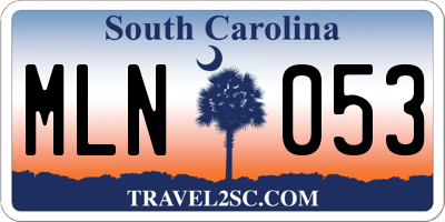 SC license plate MLN053