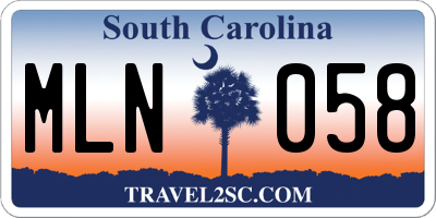 SC license plate MLN058