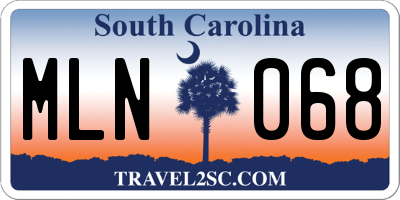 SC license plate MLN068