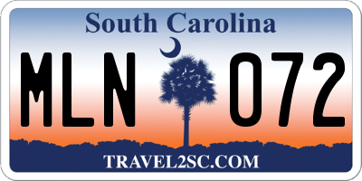 SC license plate MLN072