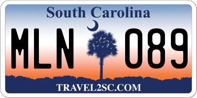SC license plate MLN089