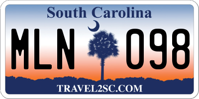SC license plate MLN098