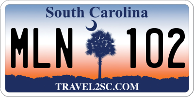 SC license plate MLN102