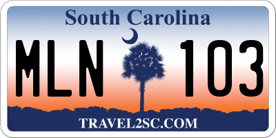 SC license plate MLN103