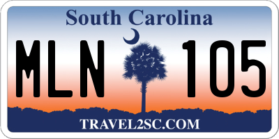 SC license plate MLN105