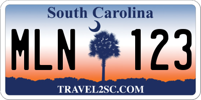 SC license plate MLN123