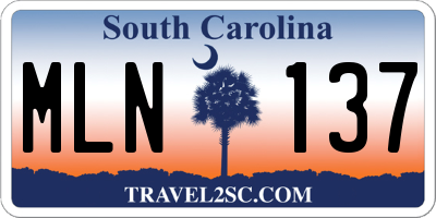 SC license plate MLN137
