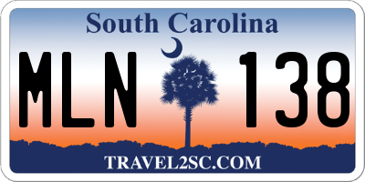 SC license plate MLN138