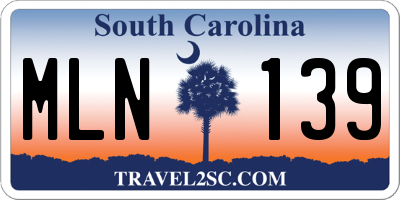 SC license plate MLN139