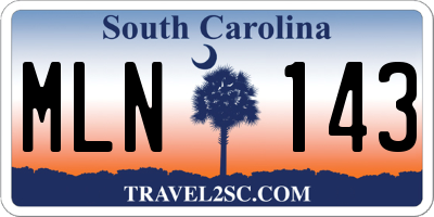 SC license plate MLN143