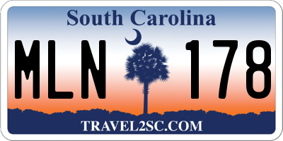 SC license plate MLN178