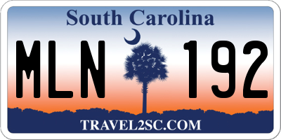 SC license plate MLN192