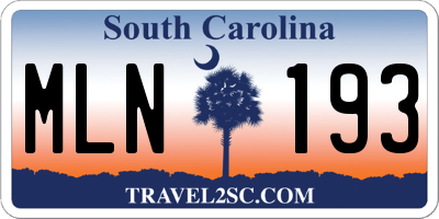 SC license plate MLN193