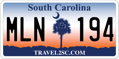 SC license plate MLN194