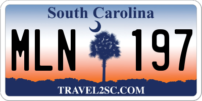 SC license plate MLN197