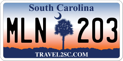 SC license plate MLN203