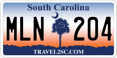 SC license plate MLN204