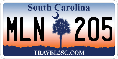 SC license plate MLN205