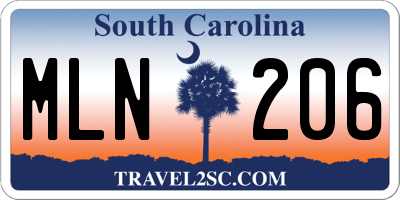 SC license plate MLN206