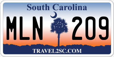 SC license plate MLN209