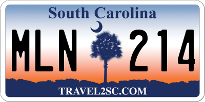 SC license plate MLN214